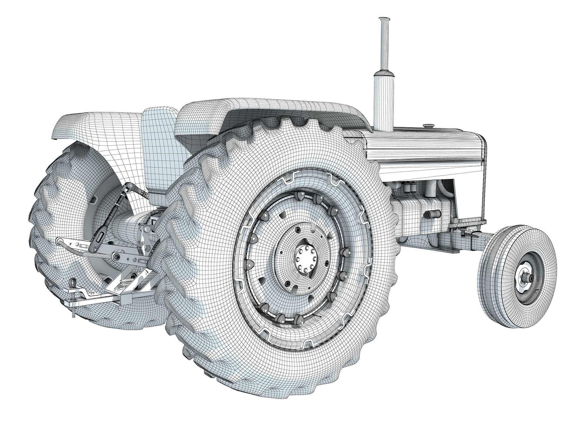 Classic Red Tractor 3D model_18