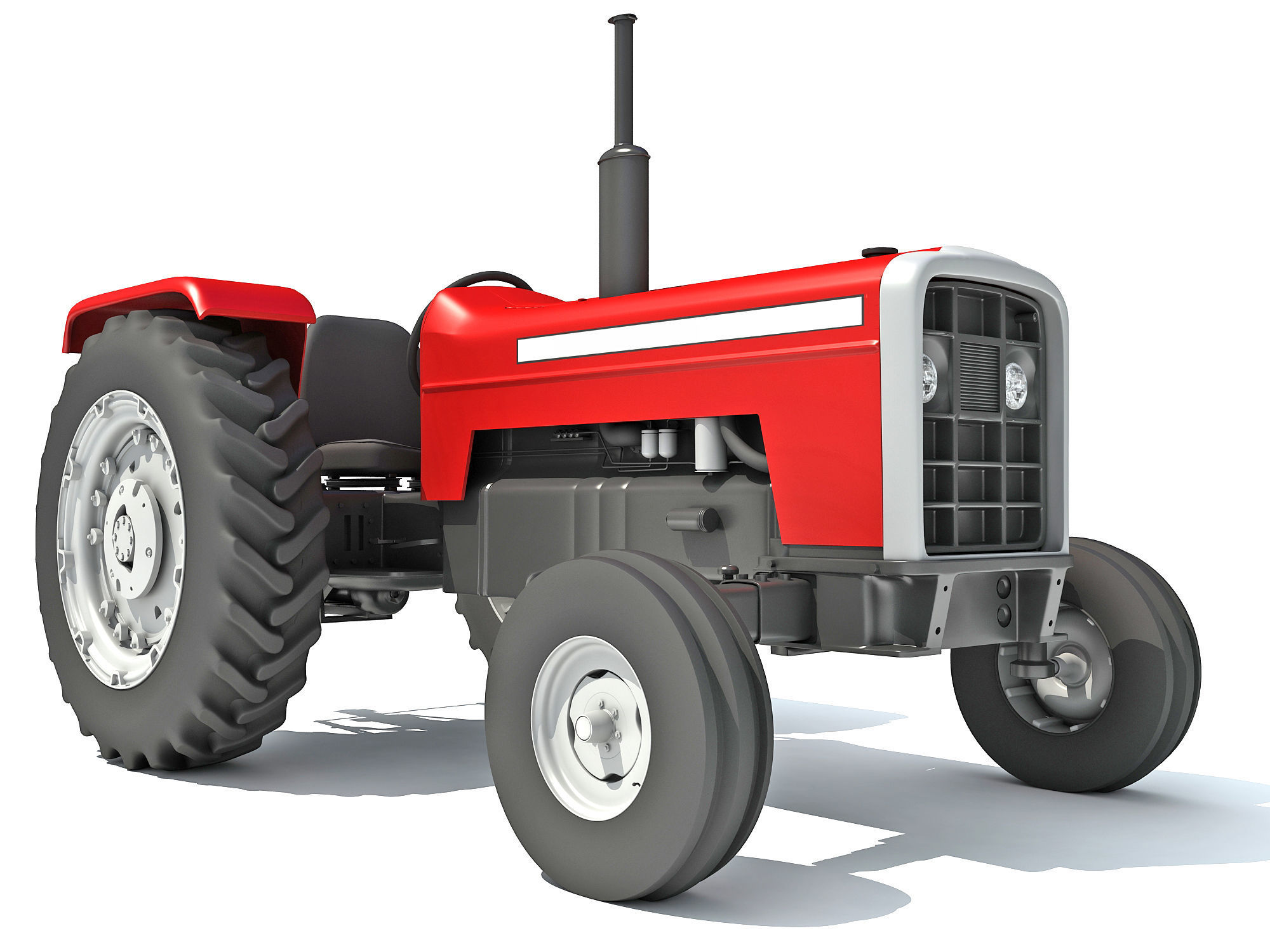 Classic Red Tractor 3D model_9
