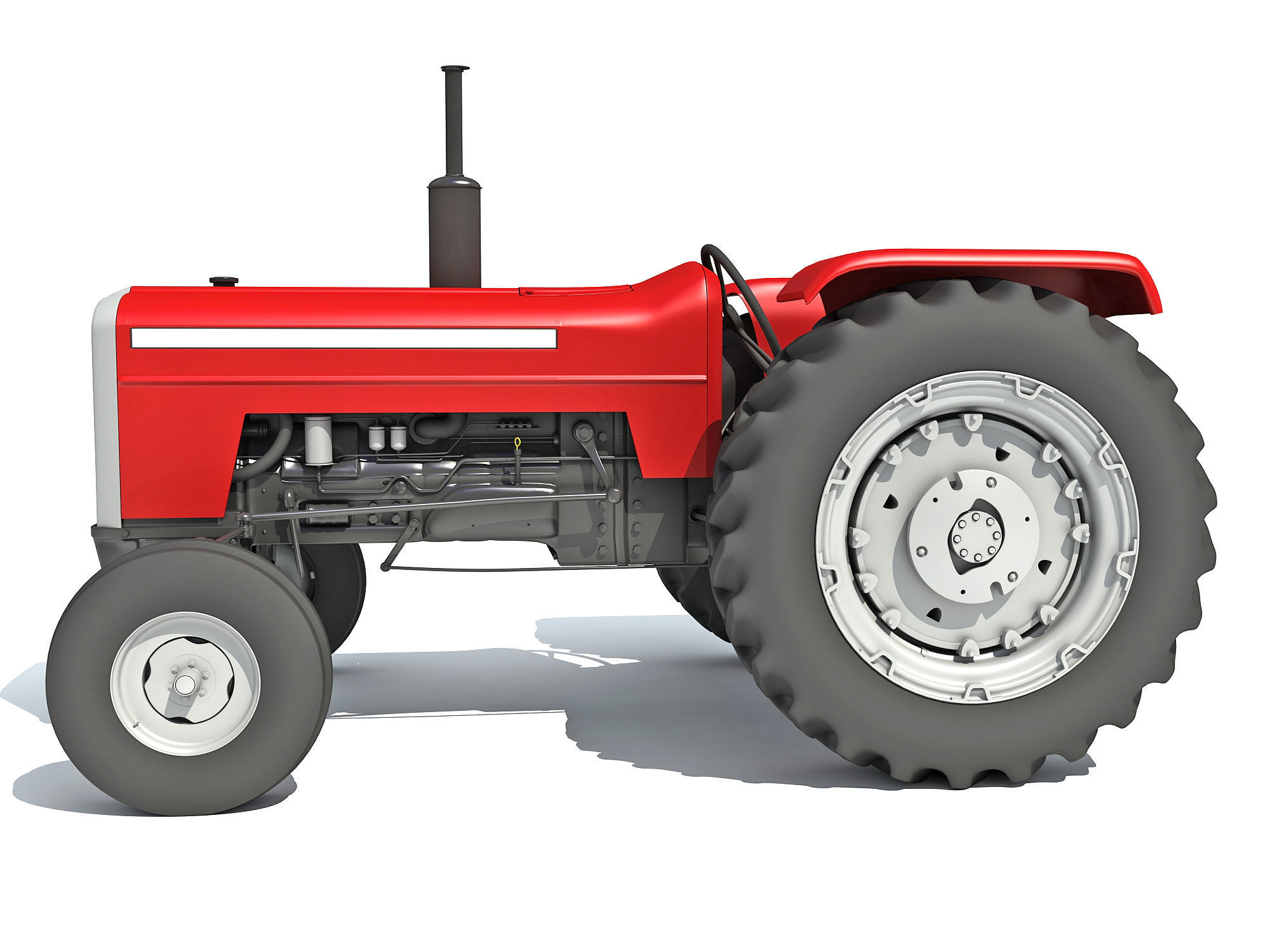 Classic Red Tractor 3D model_1