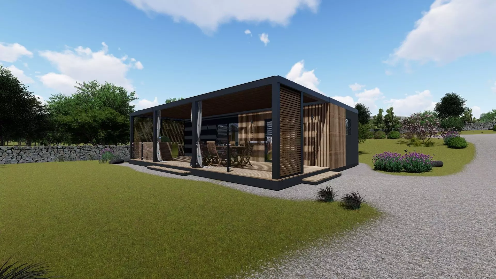 modern mobile home tiny house vacation house on 38m2 Low-poly 3D model