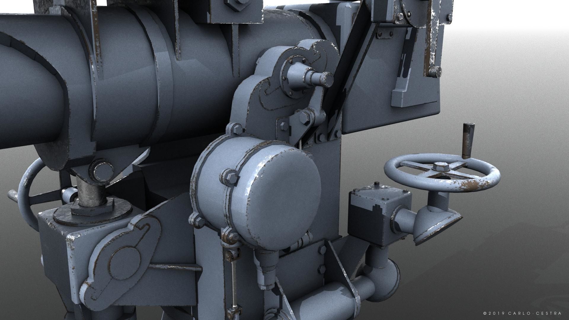 Howitzer 120-15 OTO 1933 Low-poly 3D model_8