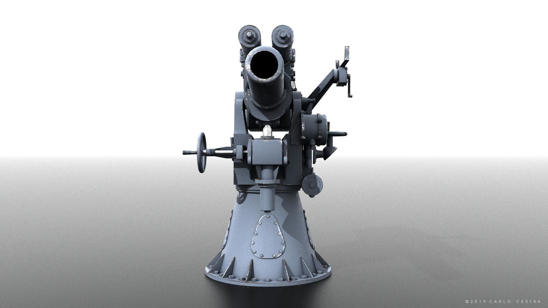 Howitzer 120-15 OTO 1933 Low-poly 3D model_13