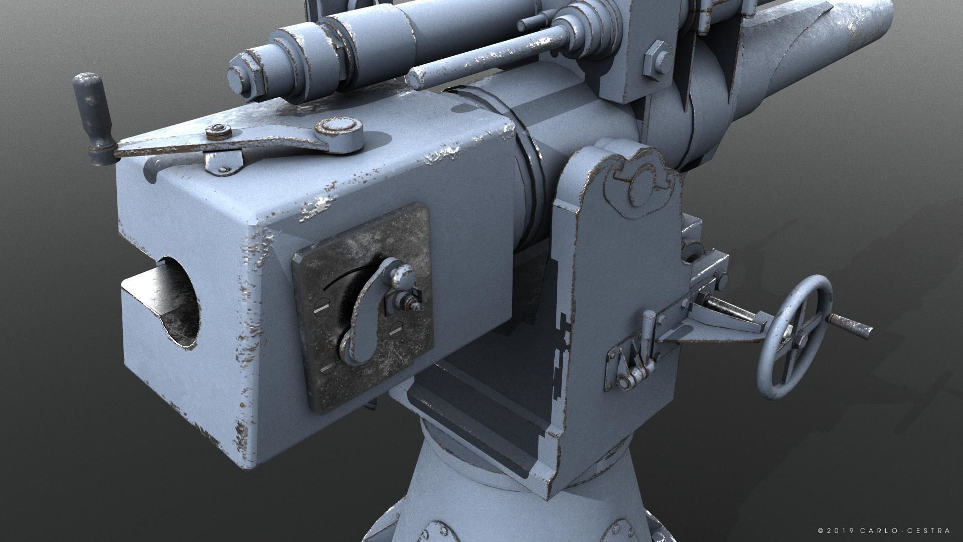Howitzer 120-15 OTO 1933 Low-poly 3D model_9