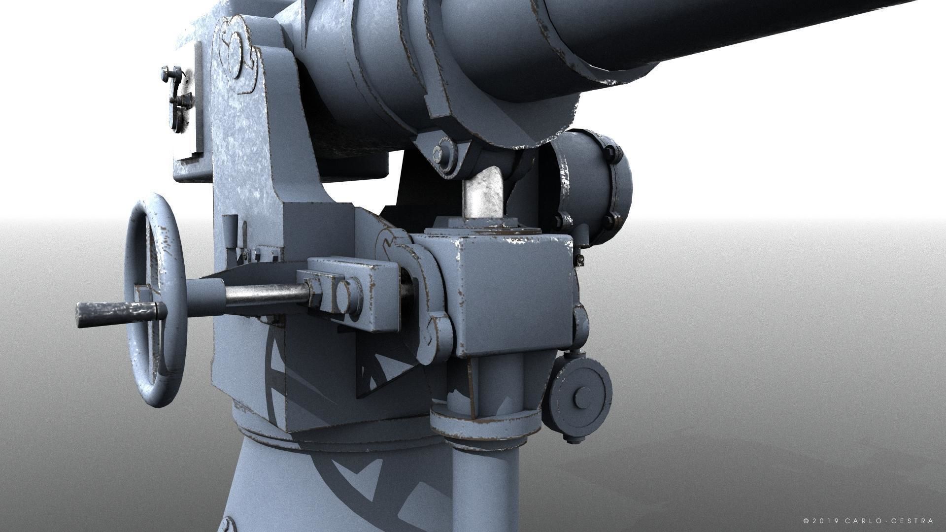 Howitzer 120-15 OTO 1933 Low-poly 3D model_6