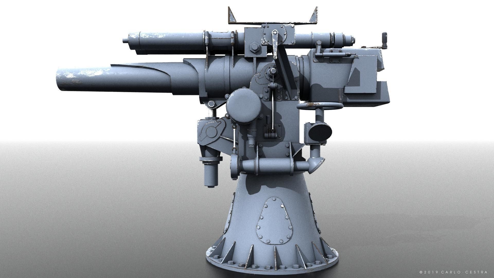 Howitzer 120-15 OTO 1933 Low-poly 3D model_11
