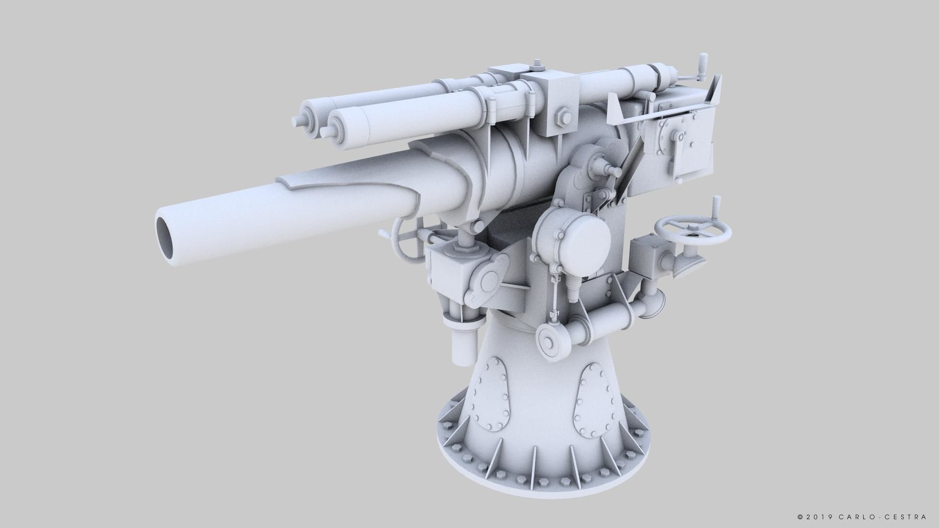 Howitzer 120-15 OTO 1933 Low-poly 3D model_15