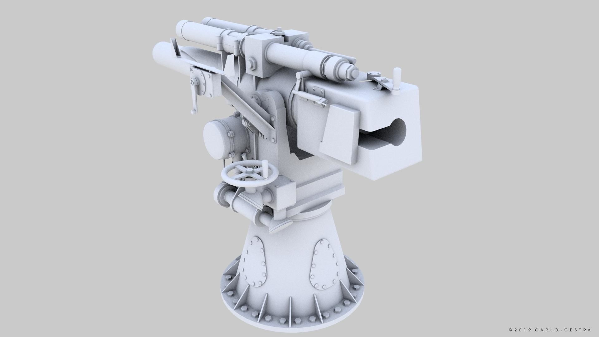 Howitzer 120-15 OTO 1933 Low-poly 3D model_18