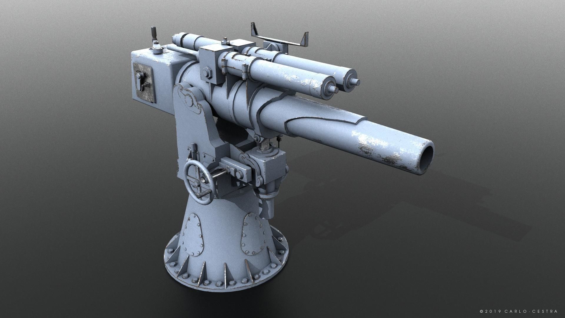 Howitzer 120-15 OTO 1933 Low-poly 3D model_1