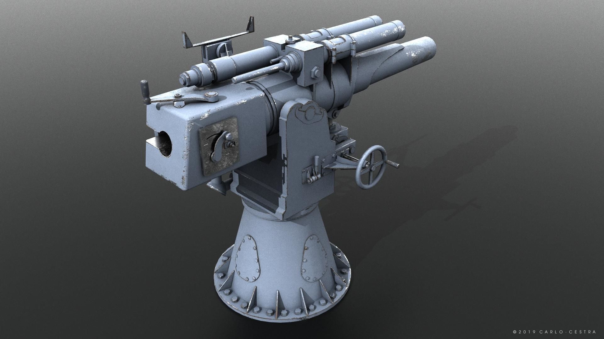 Howitzer 120-15 OTO 1933 Low-poly 3D model_2