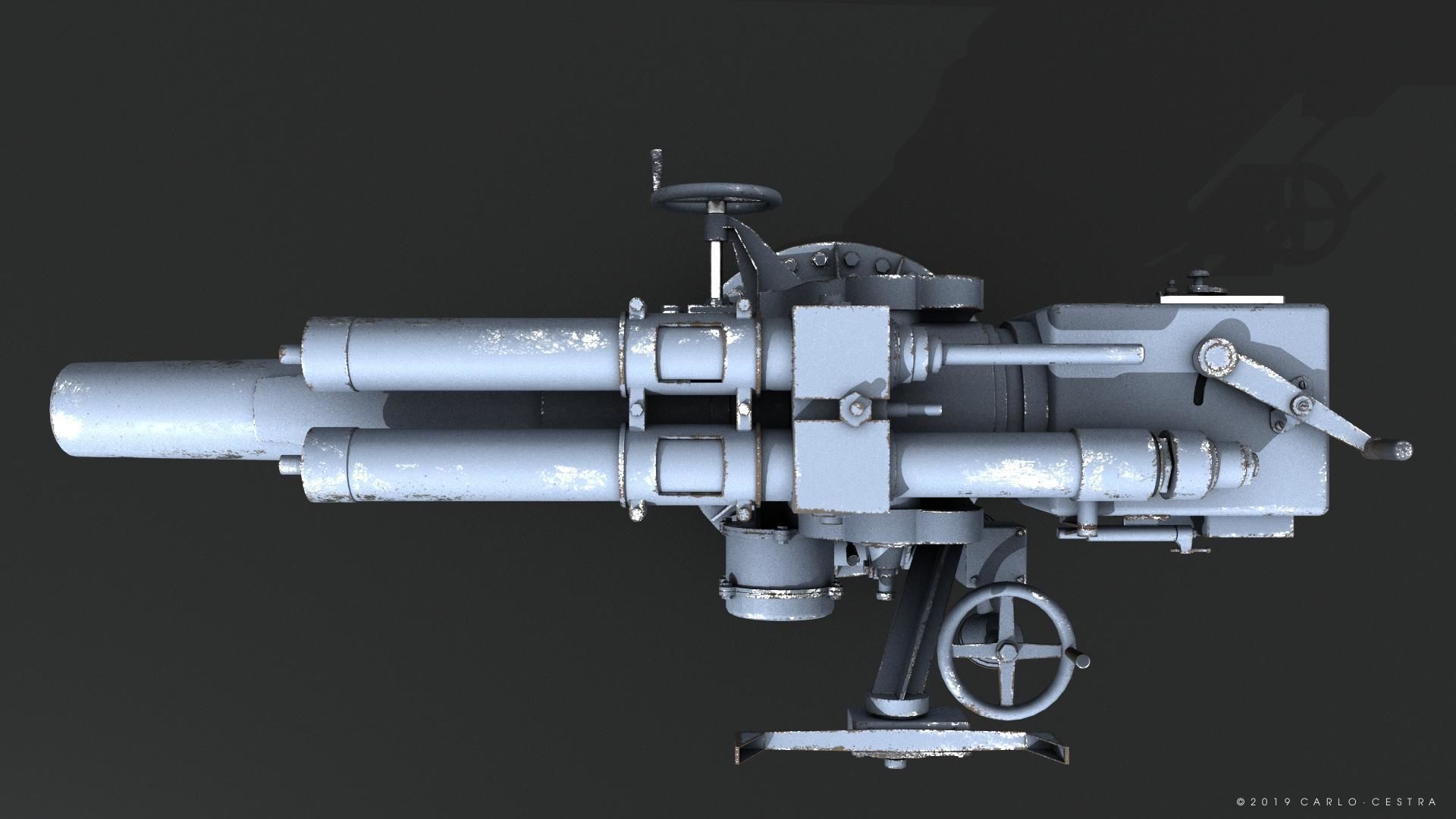 Howitzer 120-15 OTO 1933 Low-poly 3D model_14