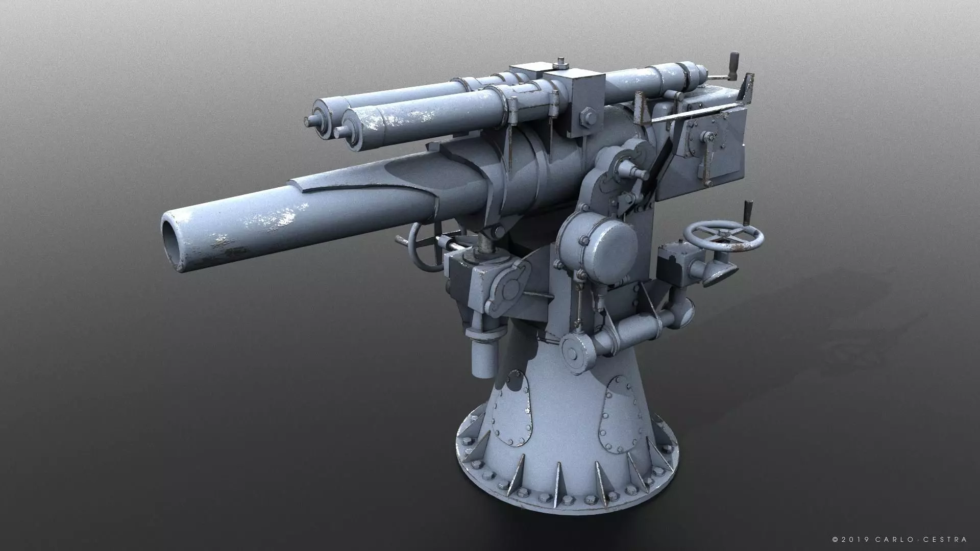 Howitzer 120-15 OTO 1933 Low-poly 3D model_0