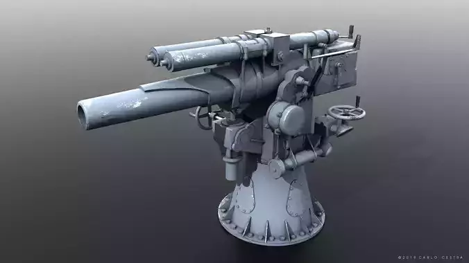 Howitzer 120-15 OTO 1933 Low-poly 3D model