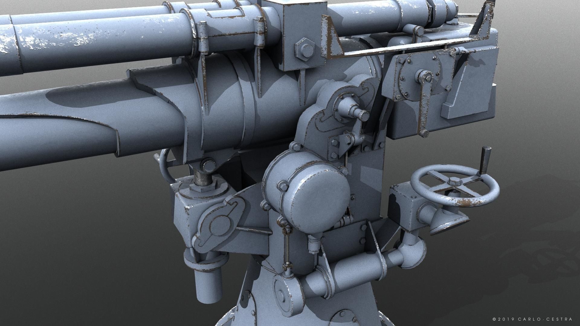 Howitzer 120-15 OTO 1933 Low-poly 3D model_4