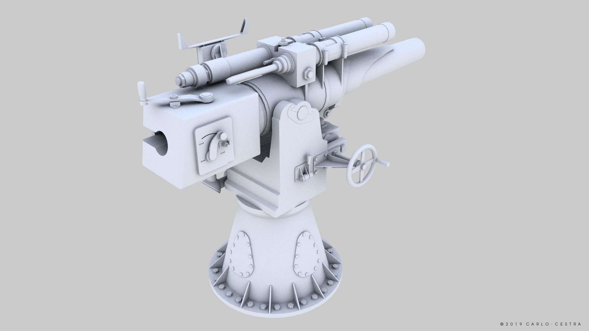 Howitzer 120-15 OTO 1933 Low-poly 3D model_17