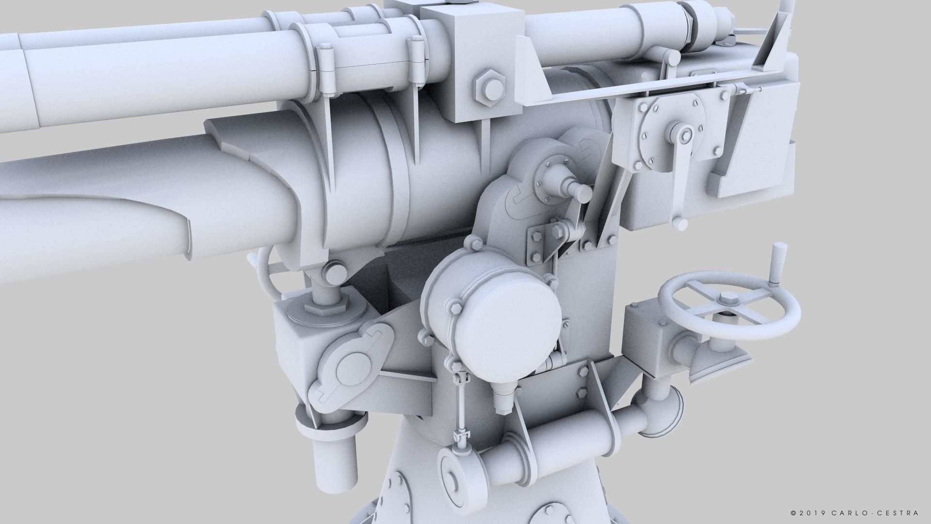 Howitzer 120-15 OTO 1933 Low-poly 3D model_19