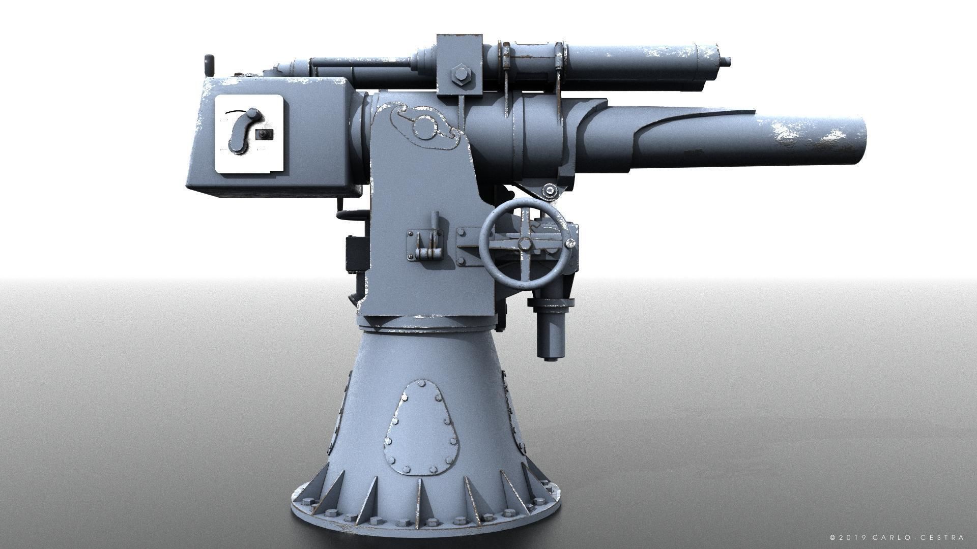 Howitzer 120-15 OTO 1933 Low-poly 3D model_10