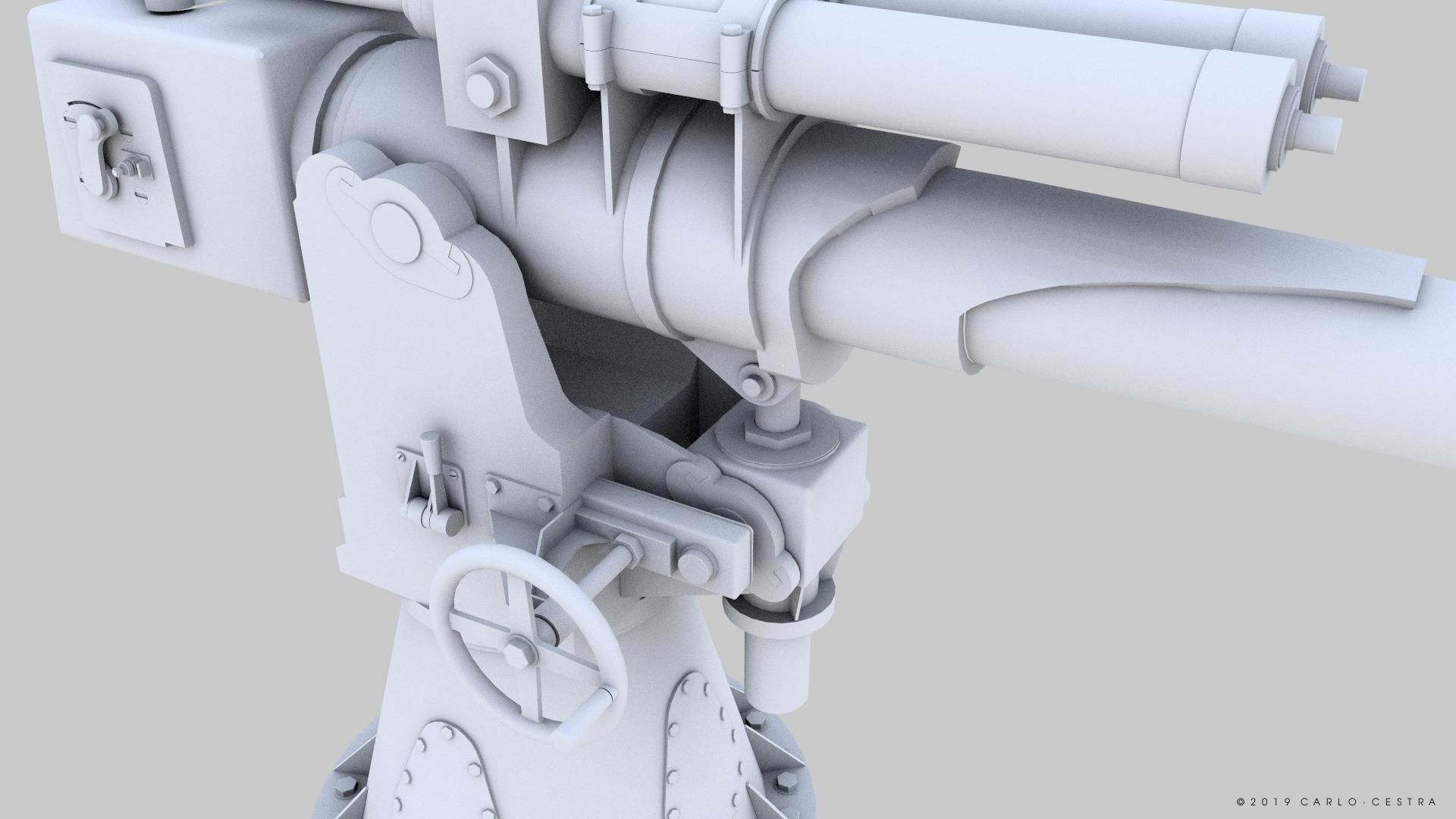 Howitzer 120-15 OTO 1933 Low-poly 3D model_20