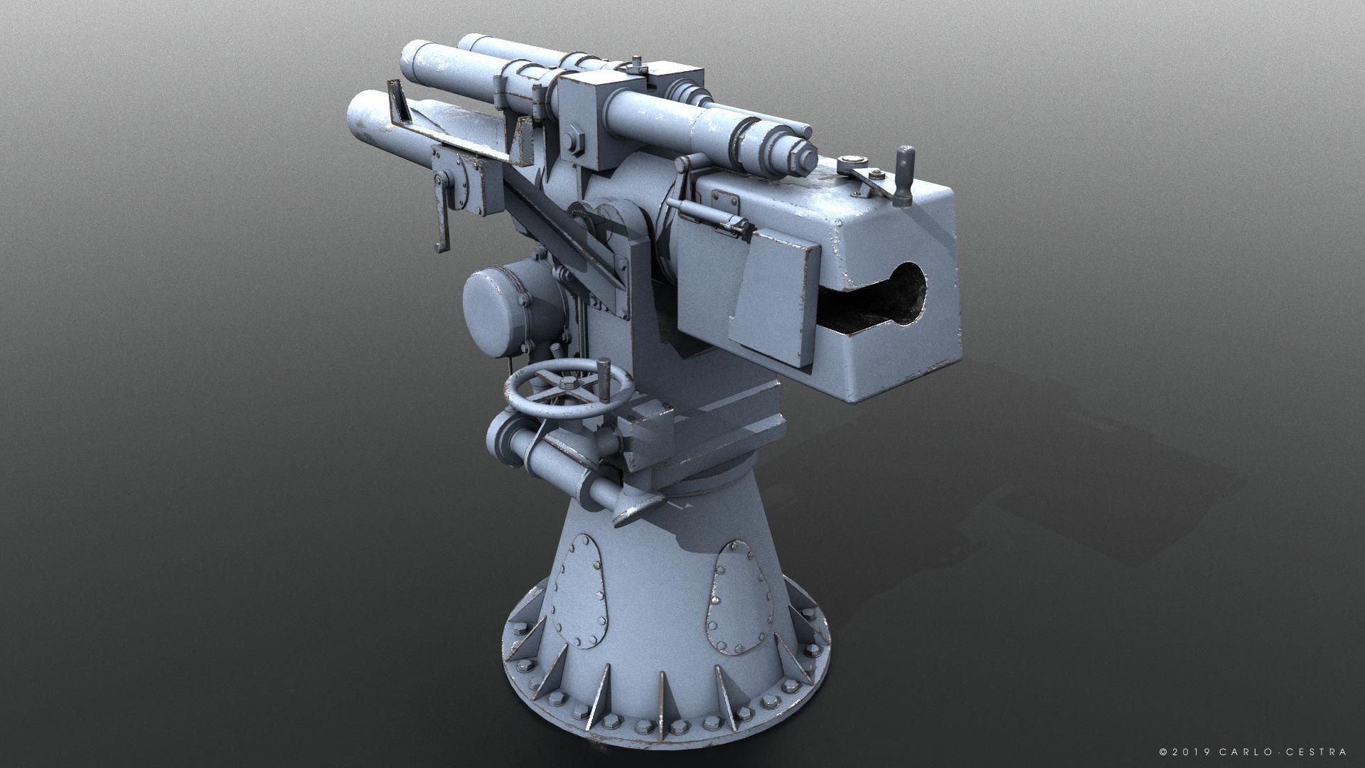 Howitzer 120-15 OTO 1933 Low-poly 3D model_3