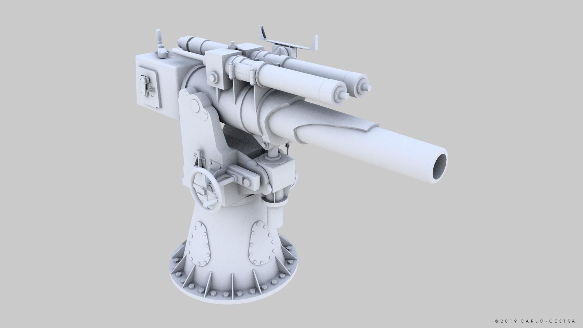 Howitzer 120-15 OTO 1933 Low-poly 3D model_16