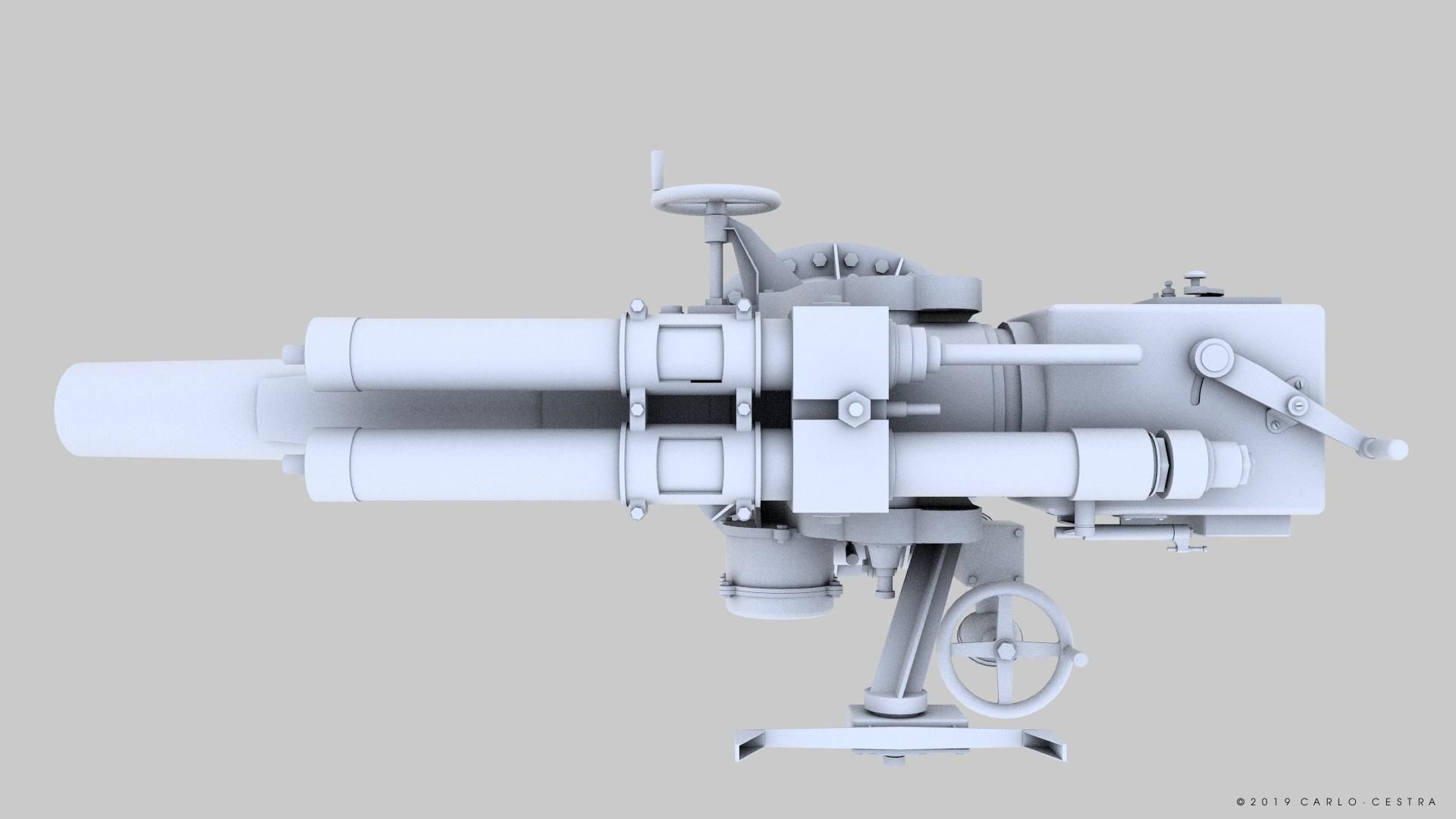 Howitzer 120-15 OTO 1933 Low-poly 3D model_29