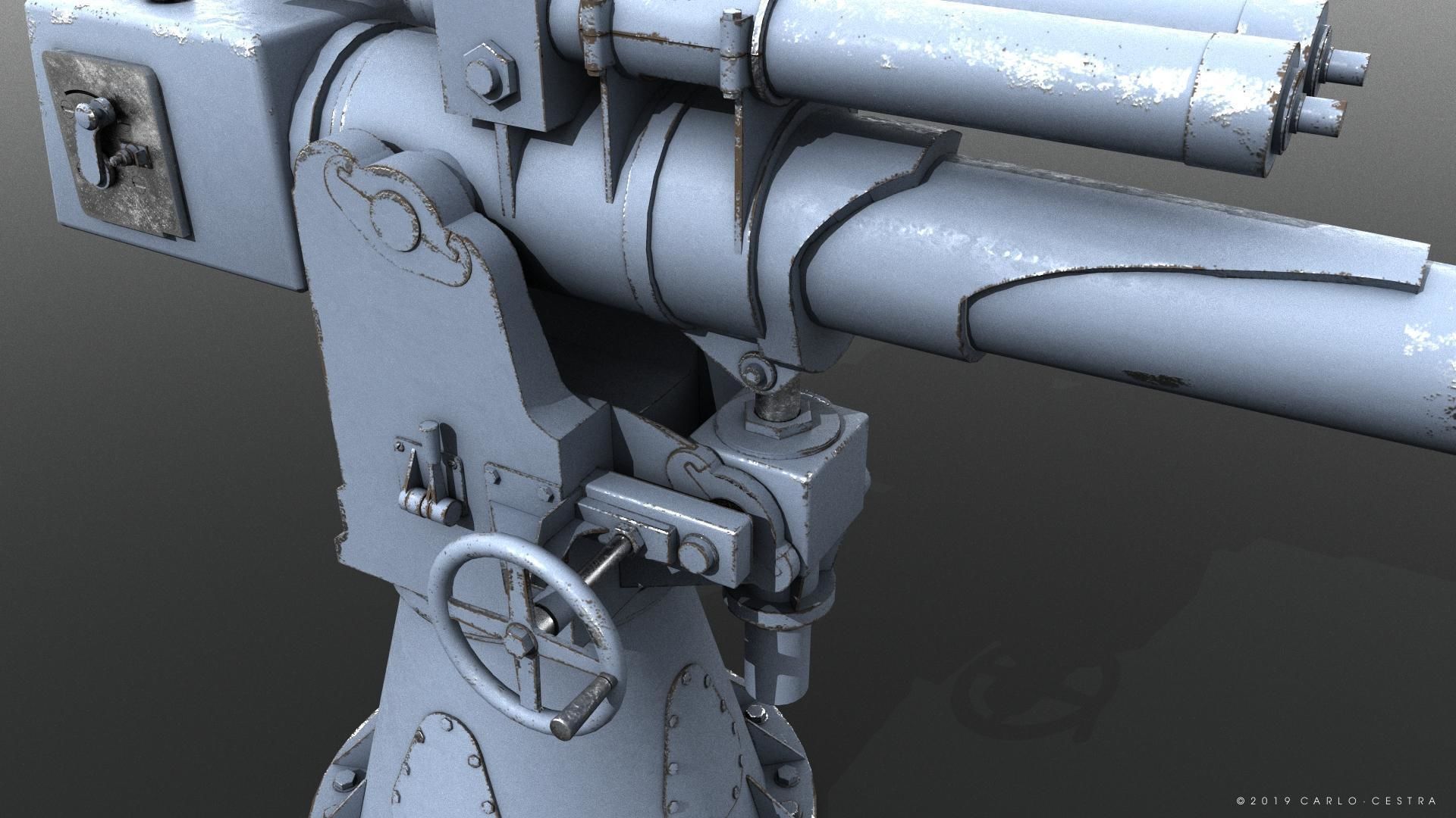 Howitzer 120-15 OTO 1933 Low-poly 3D model_5