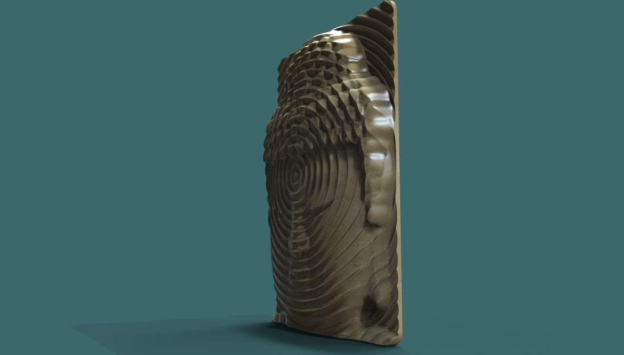 Buddha head wall art 3d stl model for cnc 3D print model_3