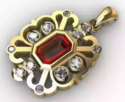 Classic Ruby and Diamonds Pendant