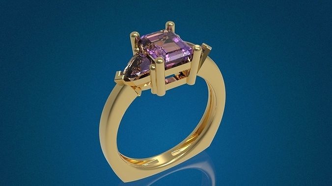Three Gemstone Ring 3D print model 3D print model