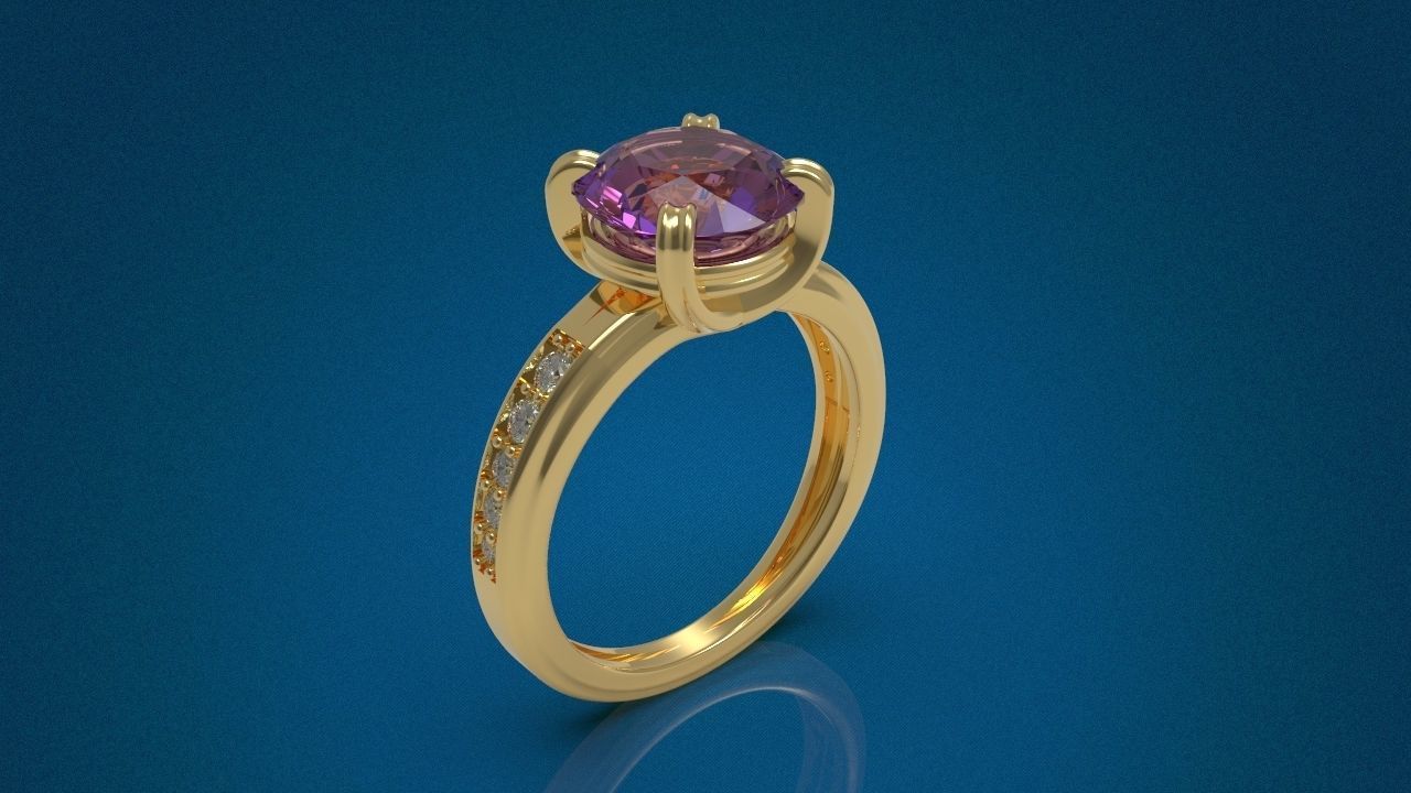 Big Gemstone Ring 3D print model 3D print model_6