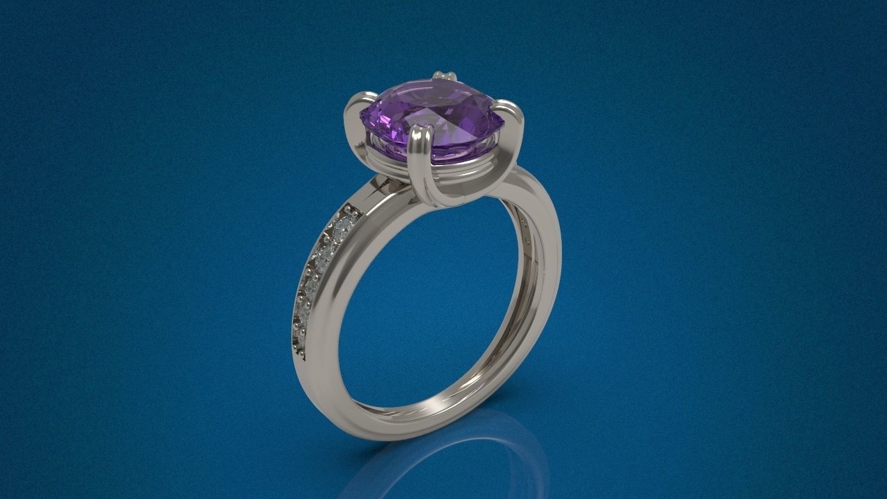 Big Gemstone Ring 3D print model 3D print model_19