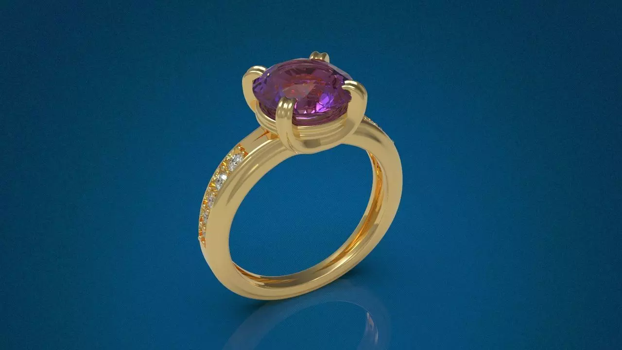 Big Gemstone Ring 3D print model 3D print model_0