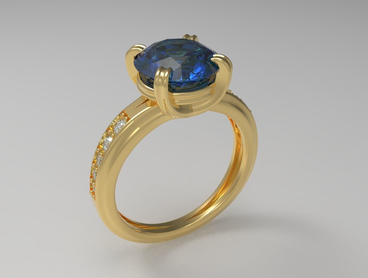 Big Gemstone Ring 3D print model 3D print model_5