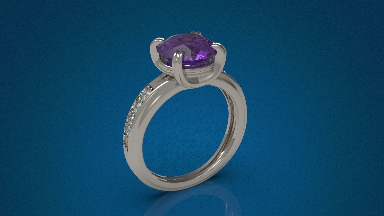 Big Gemstone Ring 3D print model 3D print model_16