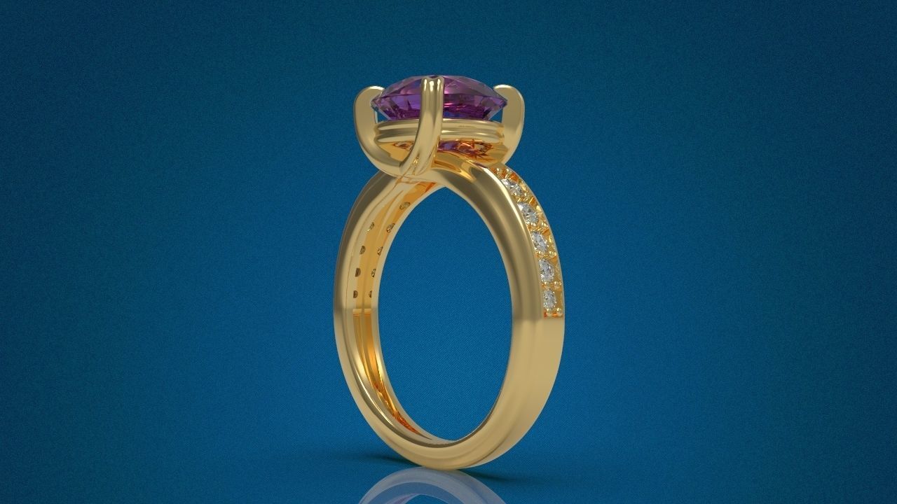 Big Gemstone Ring 3D print model 3D print model_7