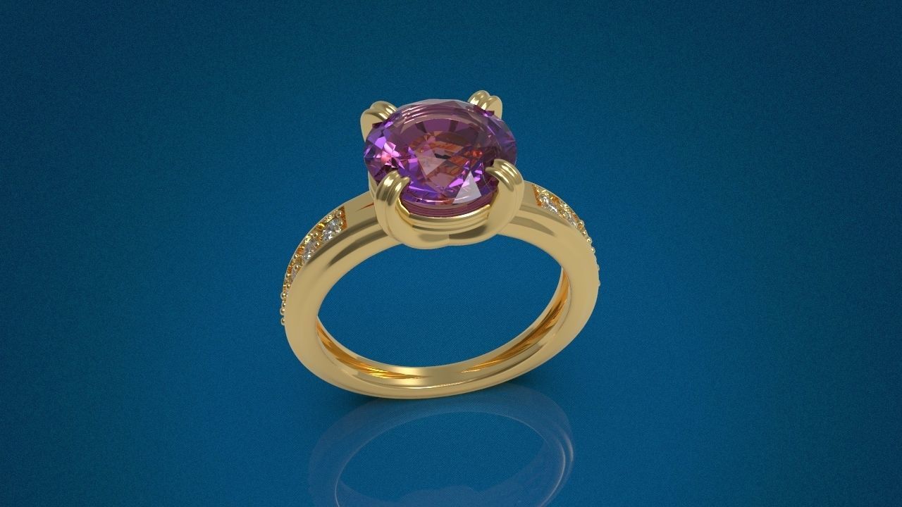 Big Gemstone Ring 3D print model 3D print model_1