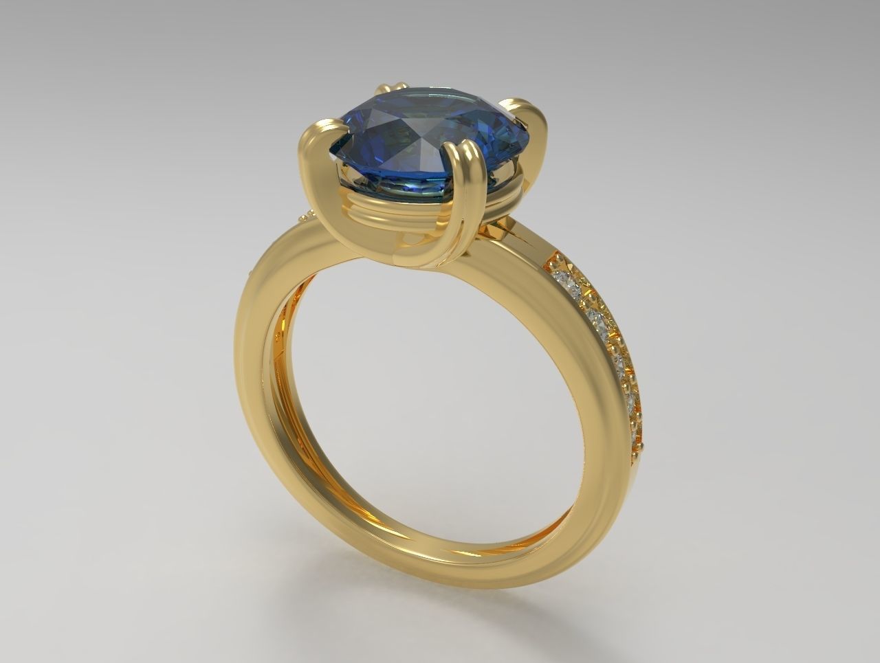 Big Gemstone Ring 3D print model 3D print model_4