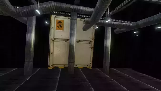 Factory room with pipes in it Low-poly 3D model