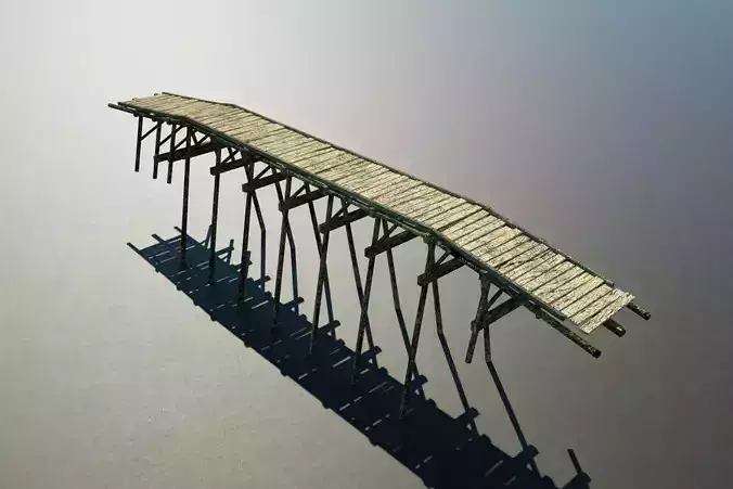 Timber Roman Bridge Low-poly 3D model