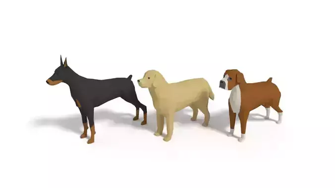 Low Poly Cartoon Dog Pack 3D Model Collection