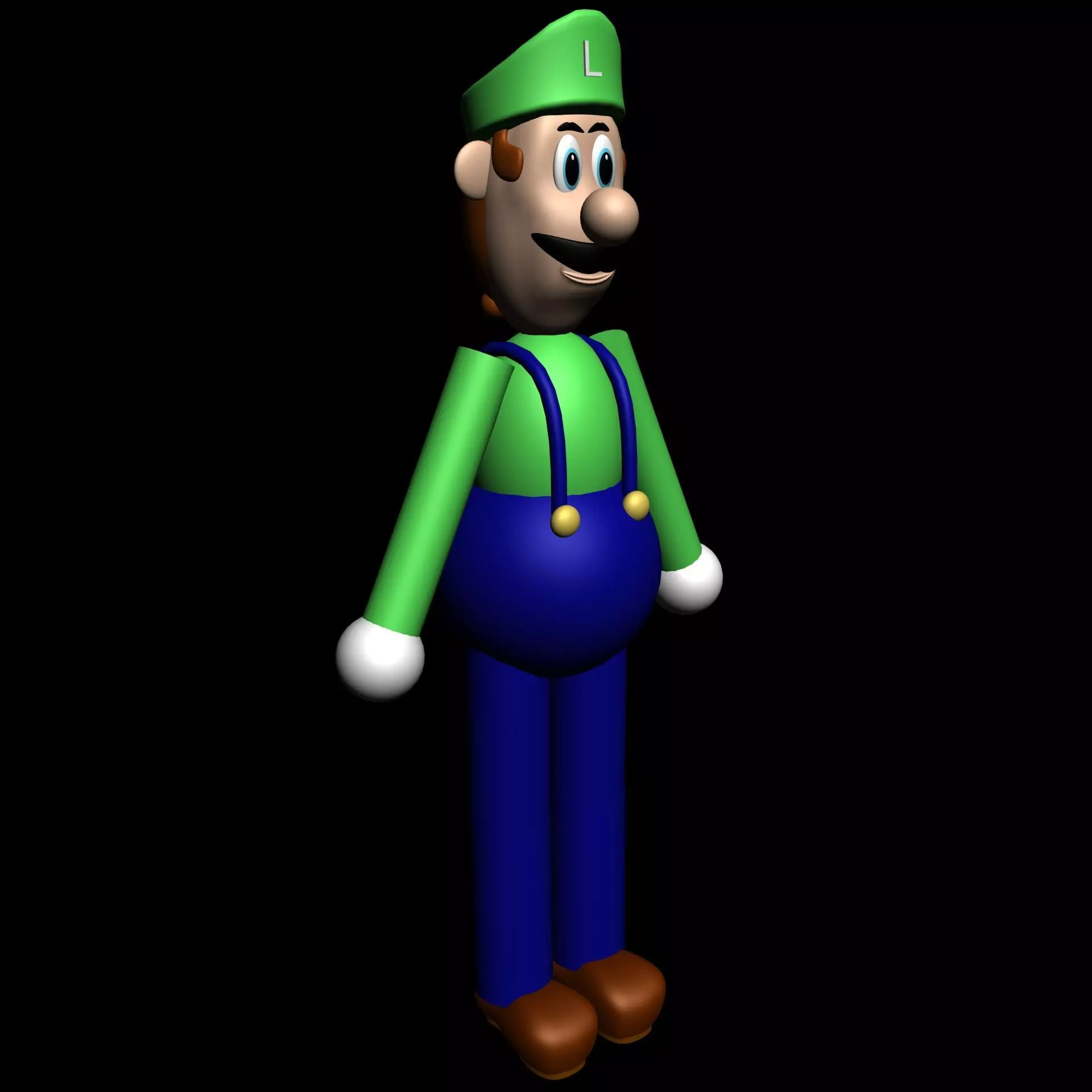 Luigi mario Low-poly 3D model_0