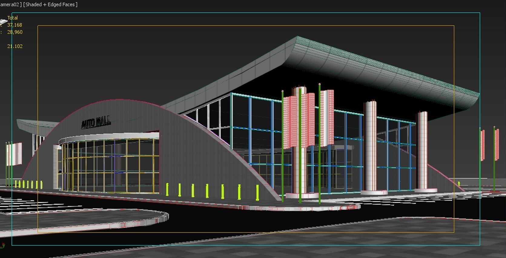 auto mall exterior and interior updated 3D model_6