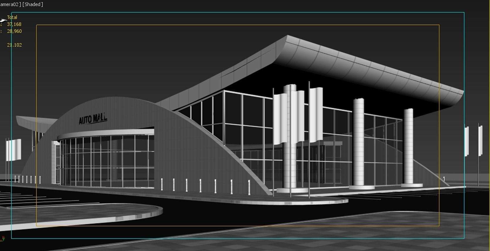 auto mall exterior and interior updated 3D model_7