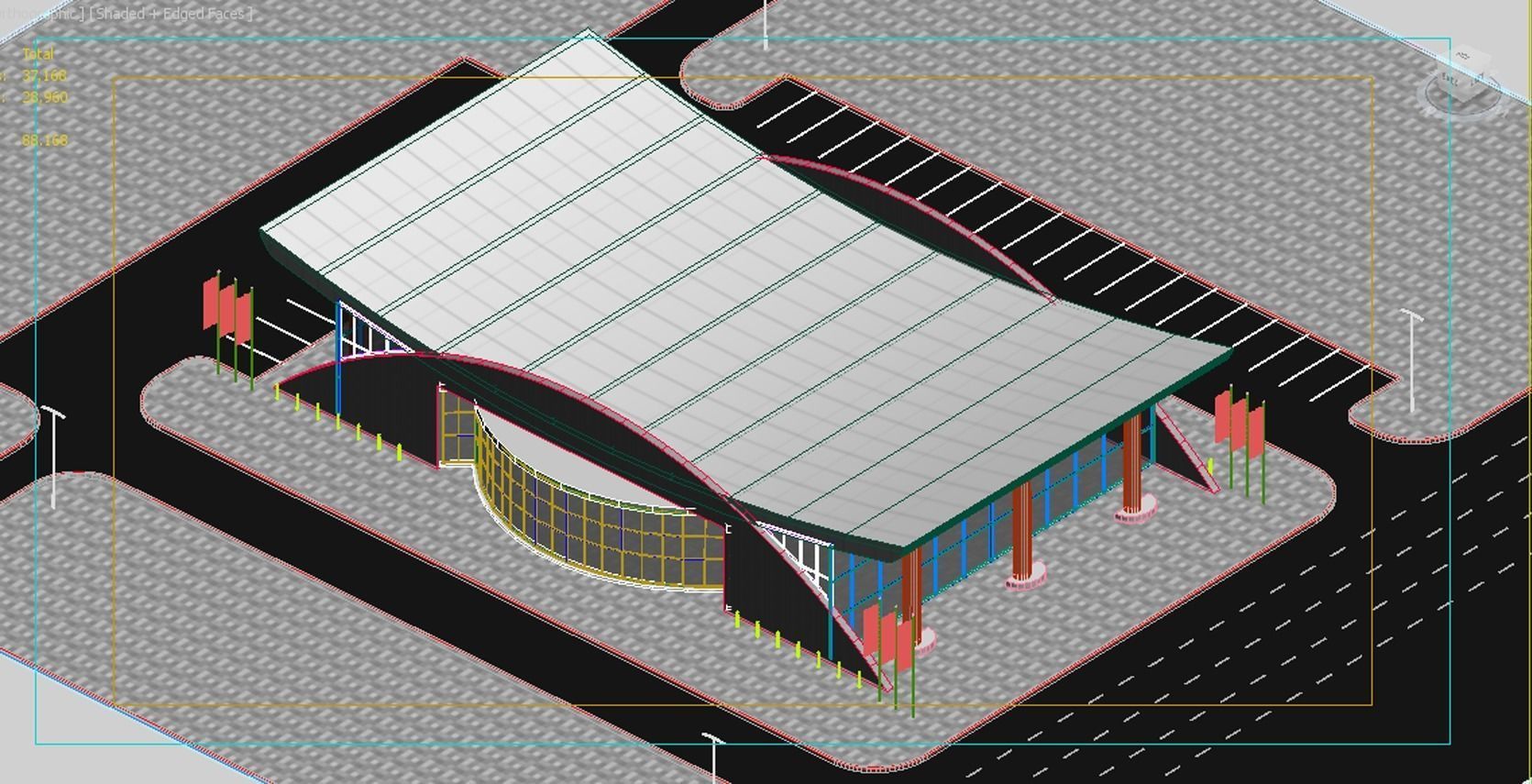 auto mall exterior and interior updated 3D model_9