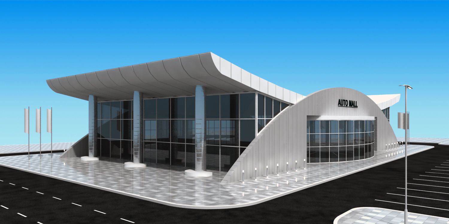 auto mall exterior and interior updated 3D model_3