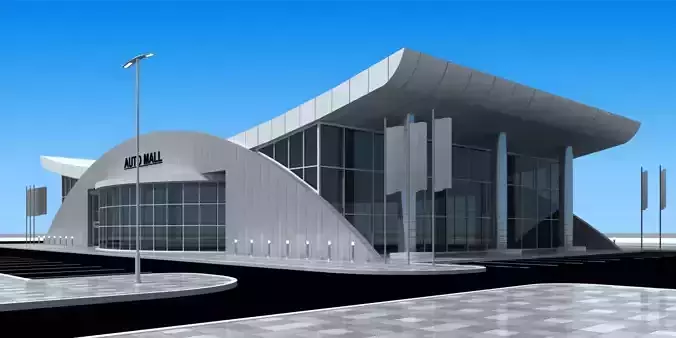 auto mall exterior and interior updated 3D model