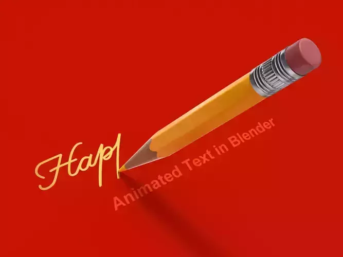 Animated Happy New Year handwriting text 3D model
