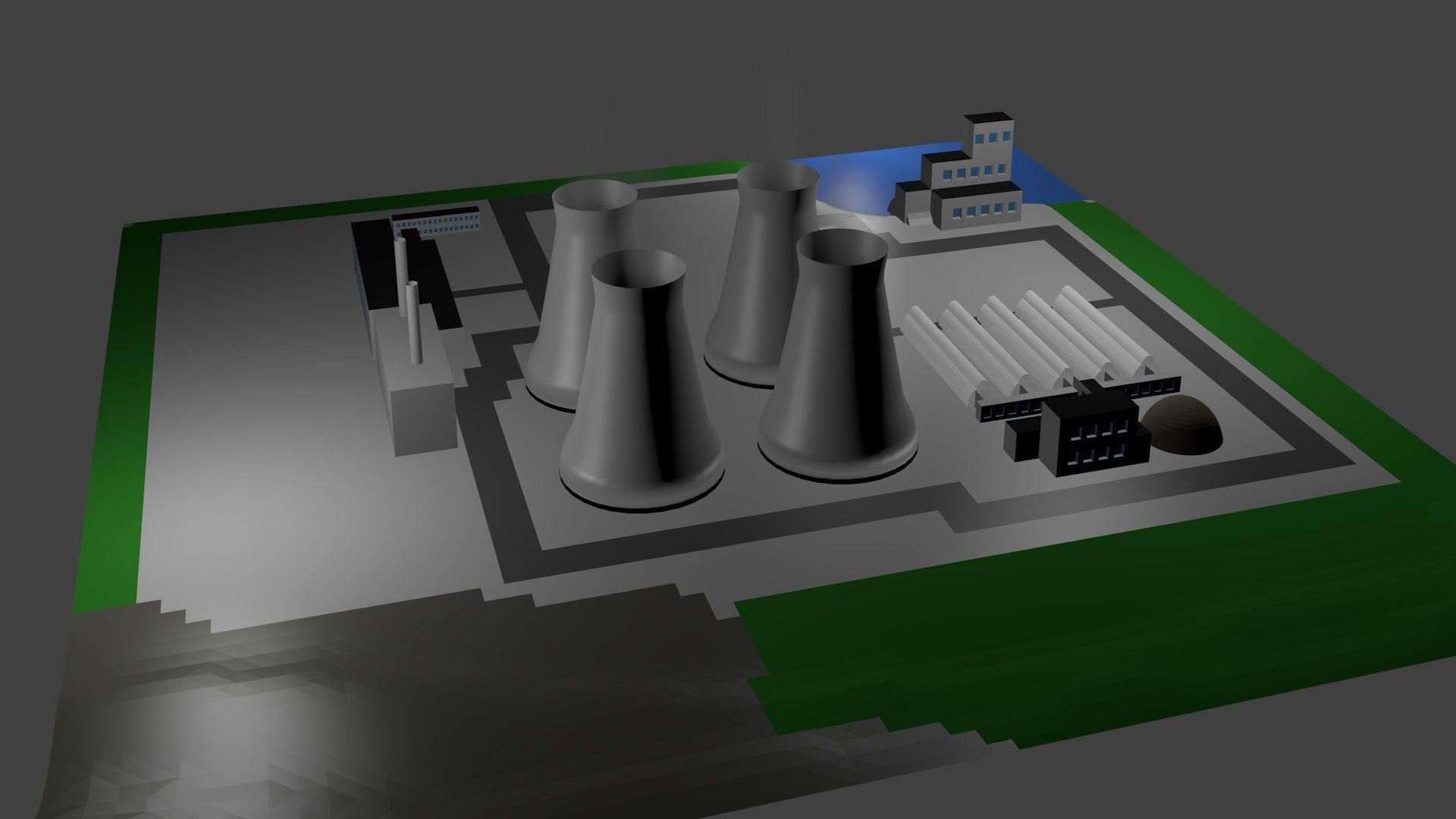 Nuclear Power Station Nuclear power plant Nuclear Power Station Low-poly 3D model_10