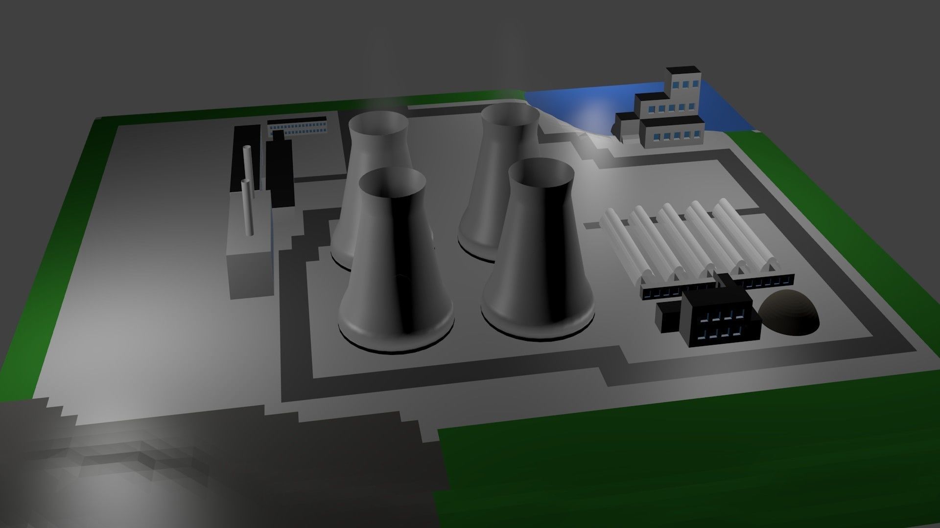 Nuclear Power Station Nuclear power plant Nuclear Power Station Low-poly 3D model_9