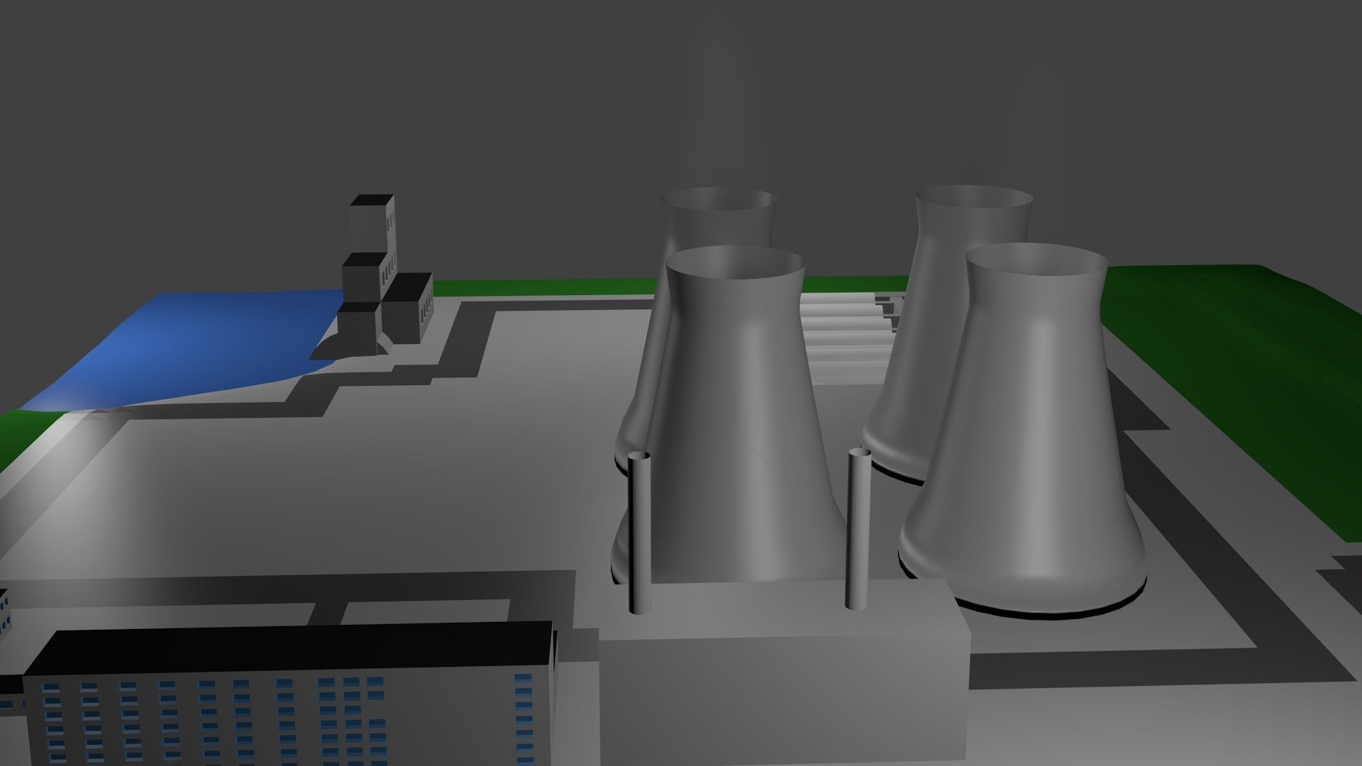 Nuclear Power Station Nuclear power plant Nuclear Power Station Low-poly 3D model_8