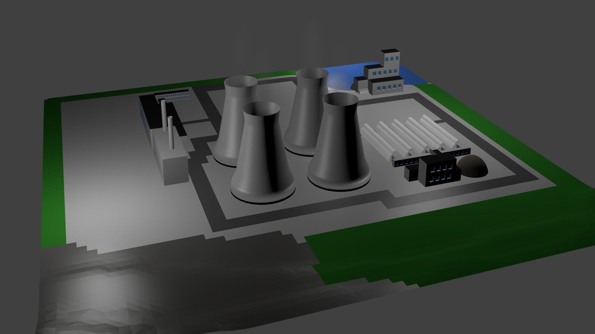 Nuclear Power Station Nuclear power plant Nuclear Power Station Low-poly 3D model_13